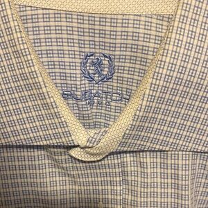 Bugatchi Men's Blue and White Grid Shirt